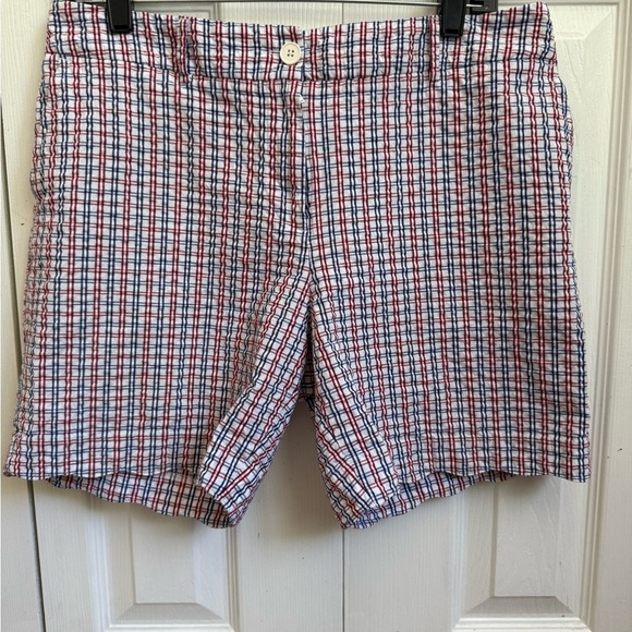 Talbots Pants - Talbots Red and Blue Flat Front Shorts